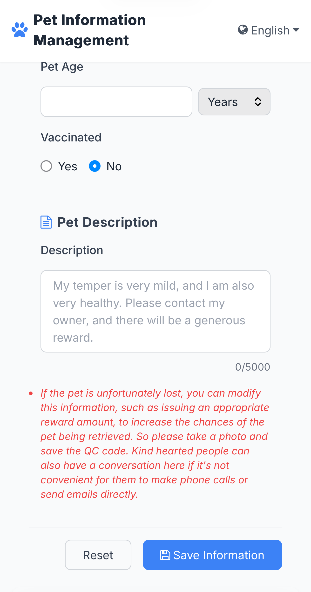 QR Pet Tag